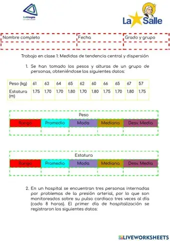 Medidas de tendencia central y dispersión