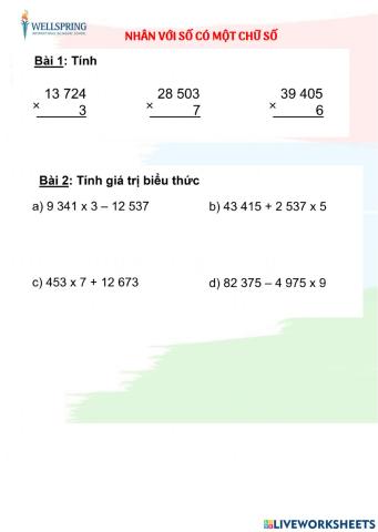 Toán: Nhân với số có một chữ số