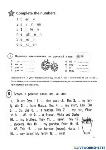 My family. Number,.Verb to be