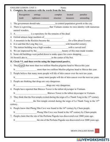 Grade 9- Unit 5 (cont)