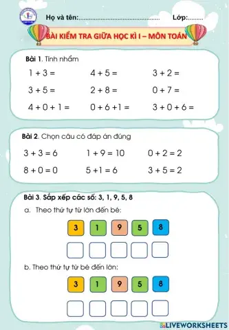 Bài kiểm tra giữa học kì 1