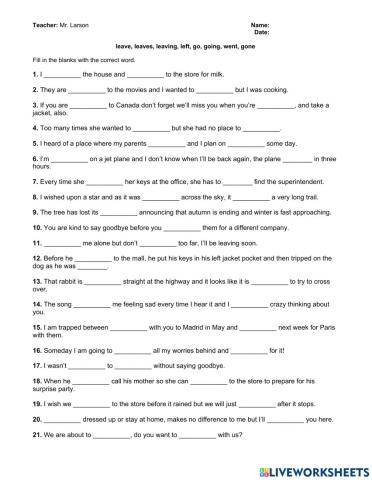 Leave,left,went,gone