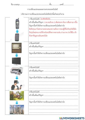 การเปลี่ยนแปลงและผลกระทบของเทคโนโลยี