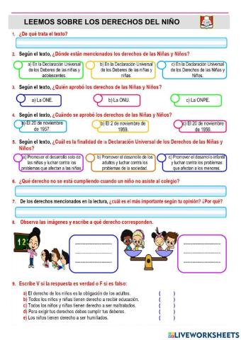 Leemos sobre los derechos del niño