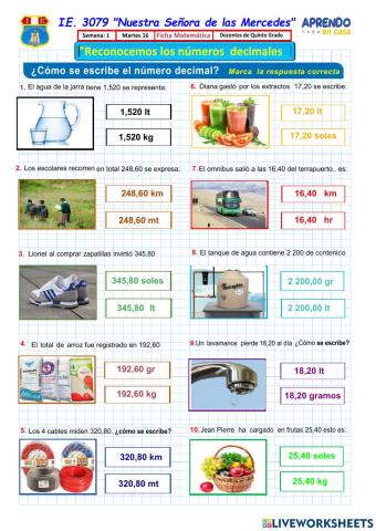 Razonamos con decimales