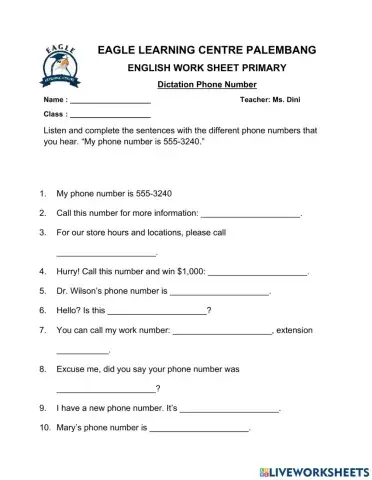 Dictation Phone Number