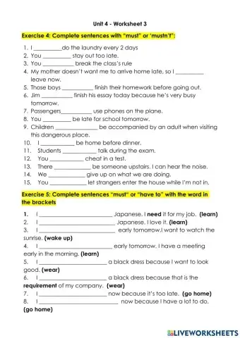 Must Have to Mustn't Don't- Doesn't have to