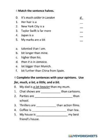 Much a lot far a bit a little comparative