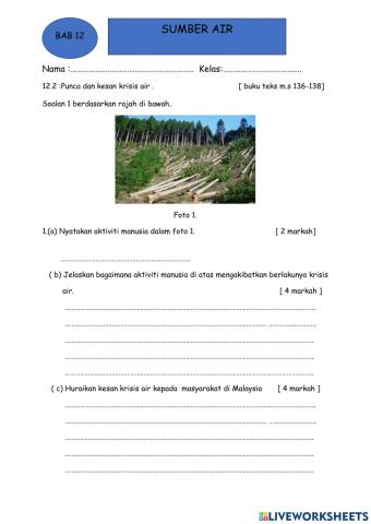 Sumber air,punca dan kesan krisis air