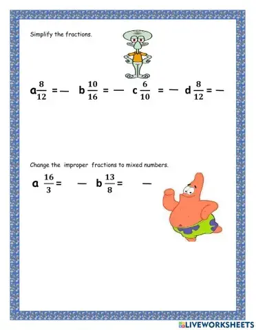 Simplify and change fractions