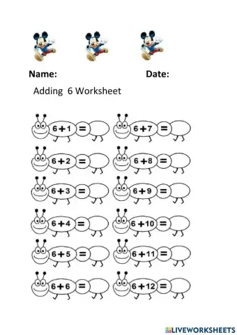 Adding 6 Worksheet