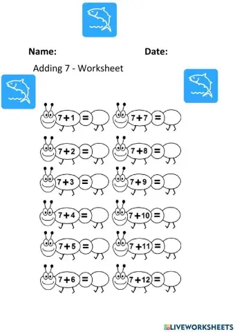 Adding 7 Worksheet