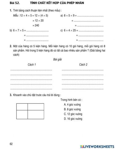 Tính chất kết họp của phép nhân