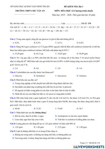 KT chương 1,2 Hóa 12