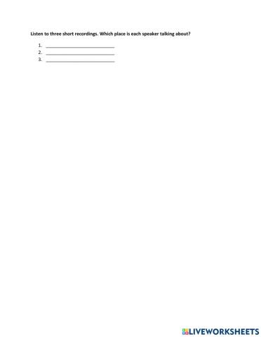 Listening - Identifying which places