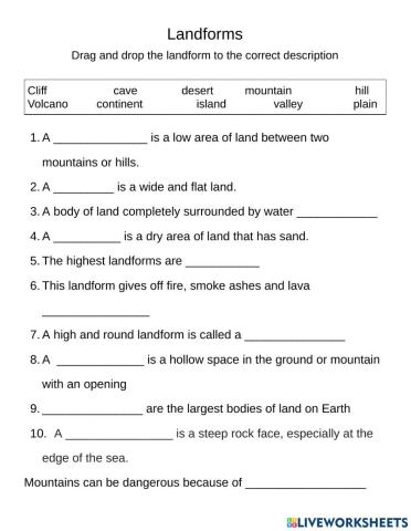 Land forms - Drag and Drop