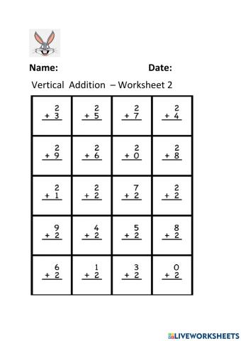 Vertical Addition Worksheet 2