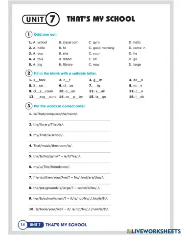 GRADE 3-UNIT 7- That's my school