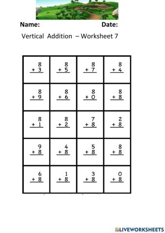 Vertical Addition Worksheet 7