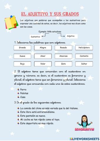 Los adjetivos y sus grados