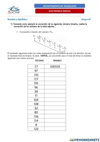 Conversión Binario - Decimal