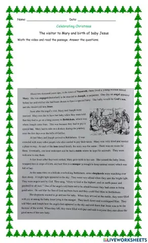 The visitor to Mary and the birth of baby Jesus