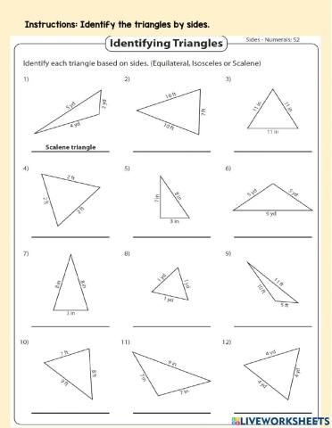 Triangles by sides and angles