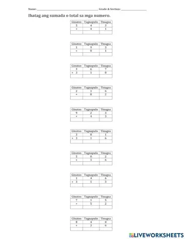 Adding up to 3 digit without regrouping