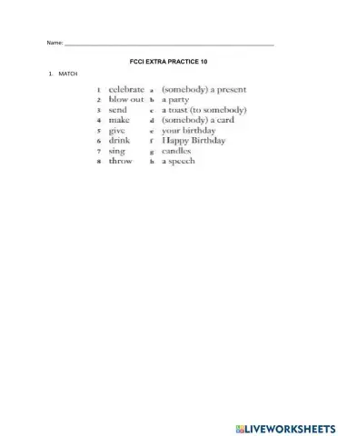 FCCI Extra Practise 10