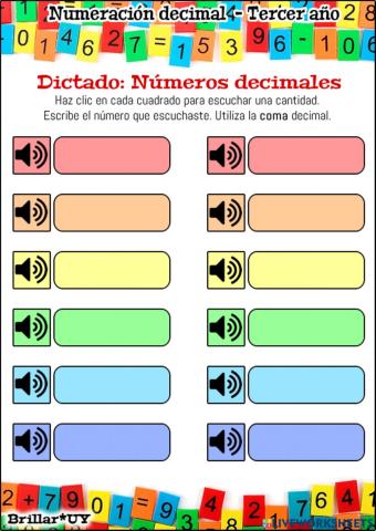 Dictado de números decimales