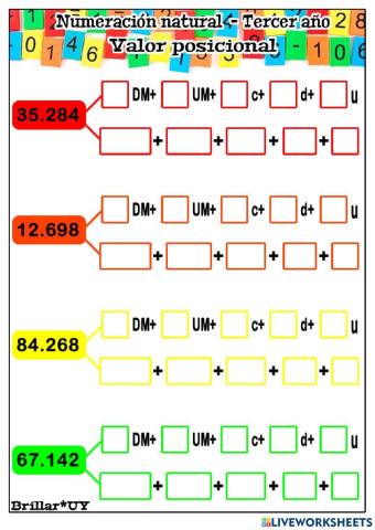 Valor posicional 5 cifras