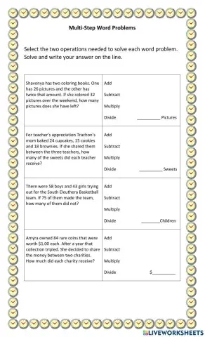 Multi Step Word Problems