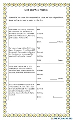 Multi Step Word Problems