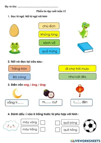 Ôn tập cuối tiếng việt tuần 12