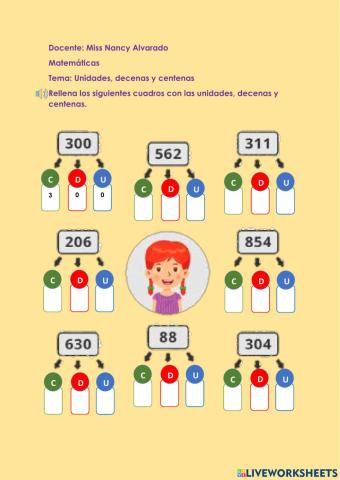 Unidades, decenas y centenas
