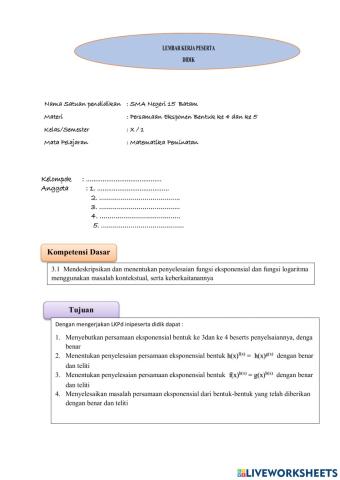 Persamaan Eksponen Bentuk ke 4 dan 5