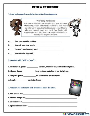 Review unit 4 -future matters-