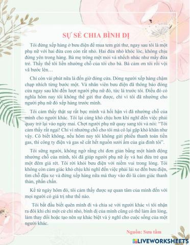 Sự sẻ chia bình dị
