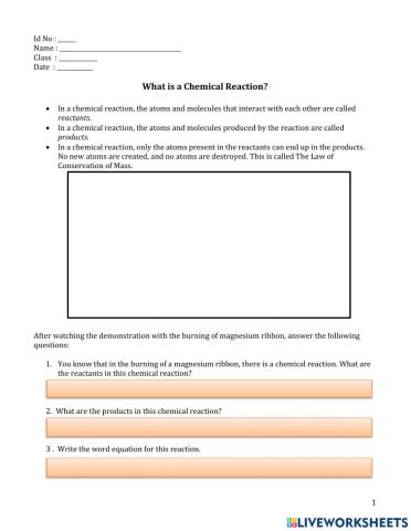 Chemical reactions and Equations