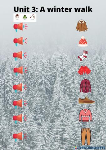 Winter clothes, listen and match