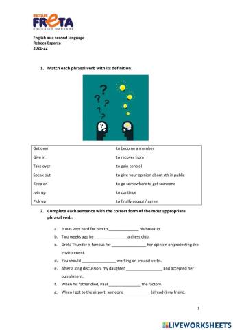 ESL. phrasal verbs and collocations 1. 