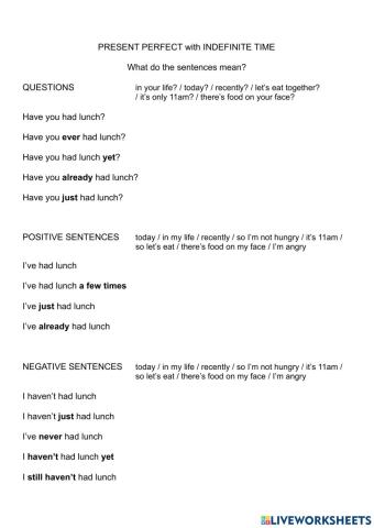 Present Perfect keyword usage