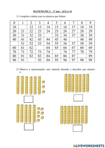Exercícios sistema decimal até 99