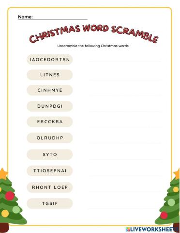 GoStudent Christmas Word Scramble