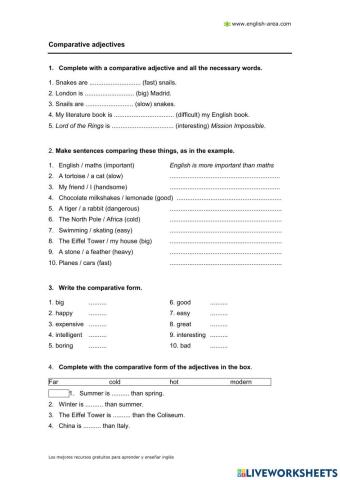 Homework: Comparative adjectives