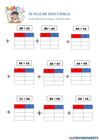 Sumas de dos cifras