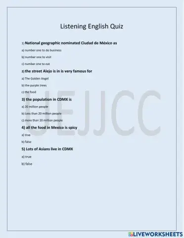 English listening Quiz