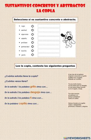 sustantivos concretos astractos 