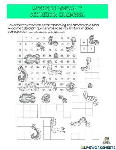 Atención visual y secuencia numérica