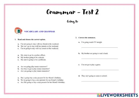 Grammar 2  going to - 6th grade